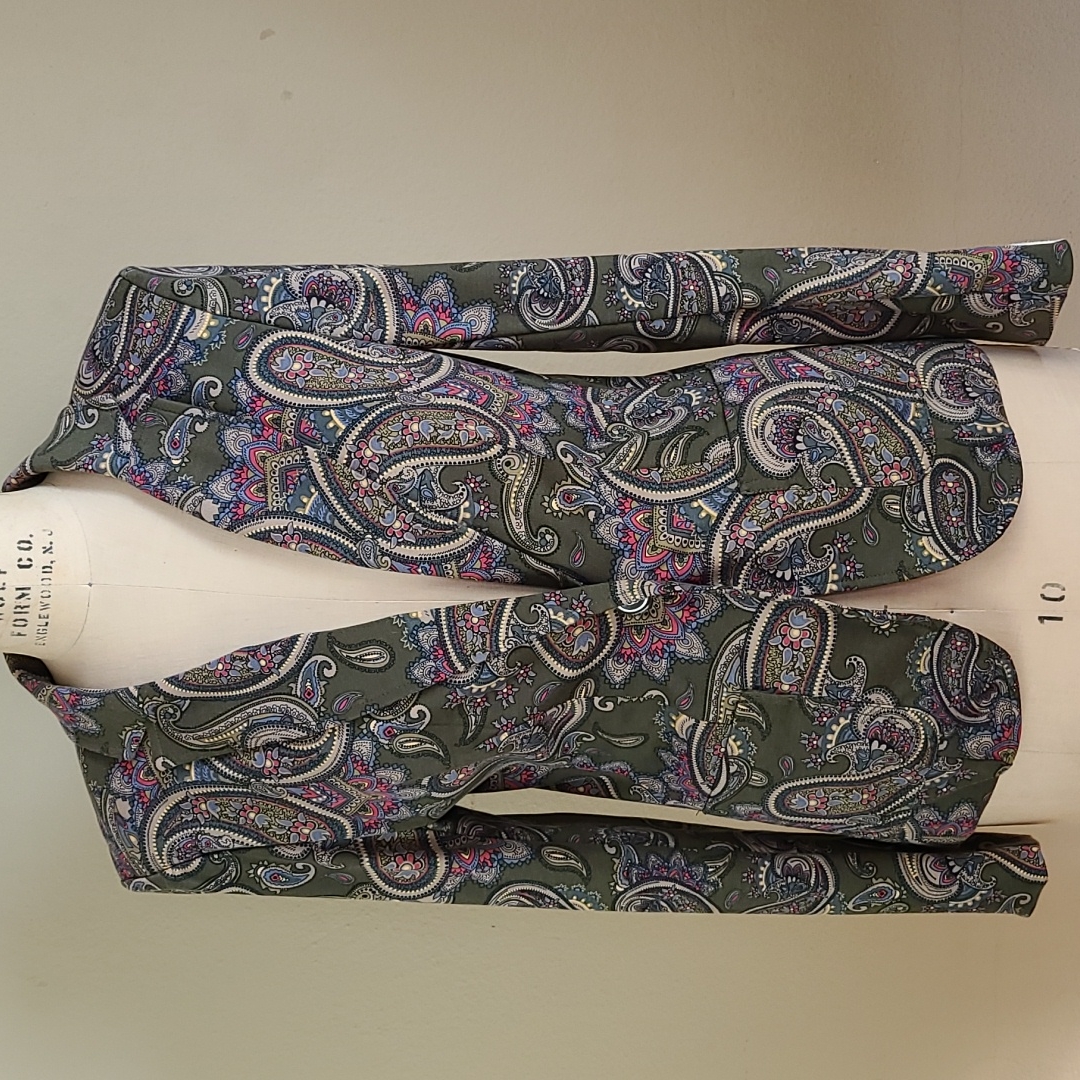 Mng Medium Paisley Blazer Stretch Fabric Boutique Tall